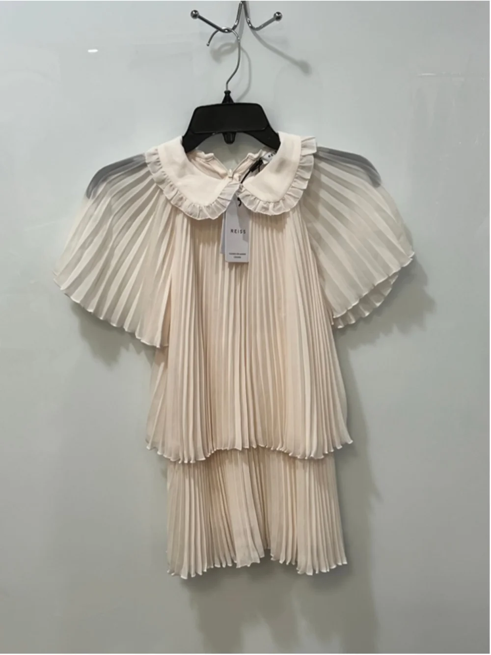 Reiss Girls Nadia Pleaded Collar Tiered Dress|Ivory|4-5Y|NWT|
